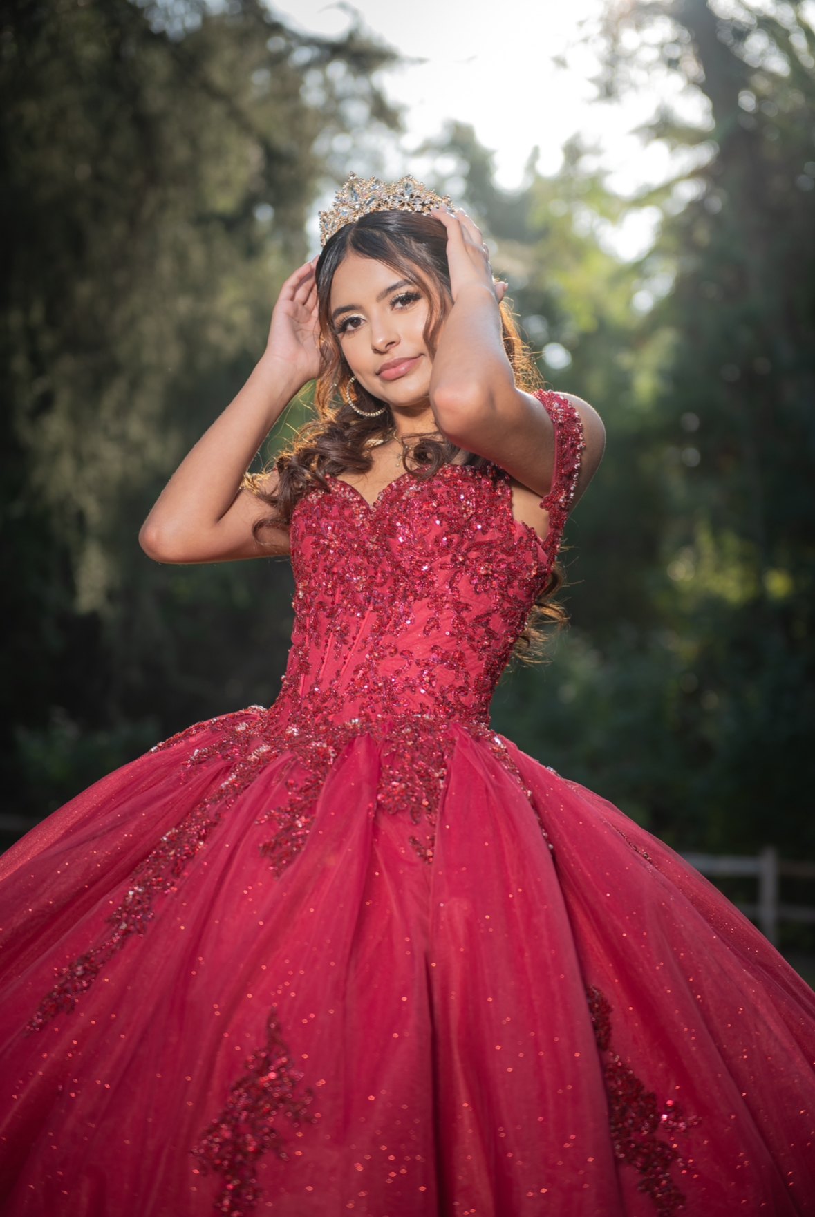 Celebration portrait in a red gown